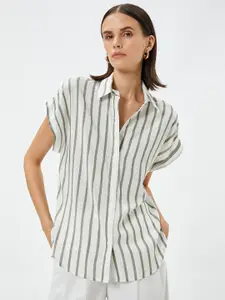 Koton Striped Extended Sleeves Opaque Casual Shirt