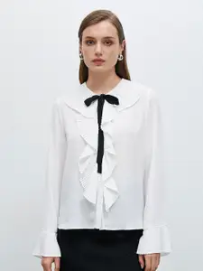 Koton Tie-Up Detail Ruffled Bell Sleeves Casual Shirt Style Top