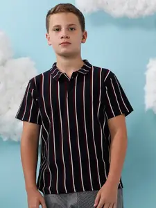 Instafab Boys Striped Polo Collar Cotton Regular T-shirt