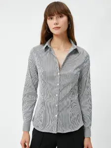 Koton Striped Spread Collar Casual Shirt