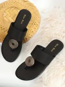 Retro Walk Embellished Open Toe Flats