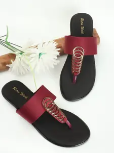 Retro Walk Embellished T-Strap Flats