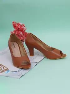 Retro Walk Peep Toes Block Pumps