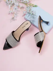 Retro Walk Shimmered Open Toe Block Heels