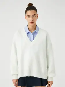 Koton Ribbed V-Neck Pullover Sweater