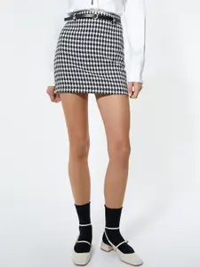 Koton Checked Straight Mini Skirt