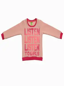 Clothe Funn Girls Typography Printed Fleece Pullover Sweatshirt