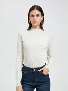 Koton Striped High Neck Acrylic Pullover