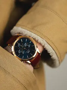 Daniel Wellington Men Leather Straps Analogue Chronograph Watch DW00100639K