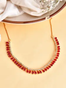 Silvermerc Designs Gold Plated American Diamond Studded Necklace