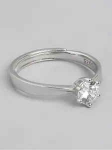 Zavya Women 925 Pure Sterling Silver Rhodium-Plated CZ Finger Ring
