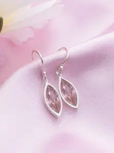 Zavya 925 Pure Sterling Silver Rhodium-Plated CZ Leaf Shaped Drop Earrings