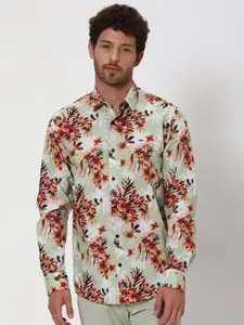 Mufti Slim Fit Floral Printed Pure Cotton Casual Shirt