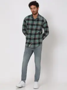 Mufti Slim Fit Checked Flannel Pure Cotton Casual Shirt