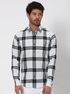 Mufti Slim Fit Tartan Checks Opaque Checked Pure Cotton Casual Shirt
