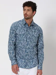 Mufti Slim Fit Floral Printed Pure Cotton Casual Shirt