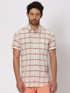 Mufti Other Checks Slim Fit Cotton Casual Shirt
