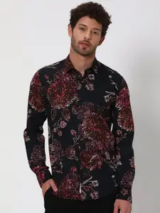 Mufti Slim Fit Floral Printed Pure Cotton Casual Shirt