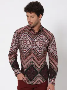 Mufti Slim Fit Opaque Printed Pure Cotton Casual Shirt