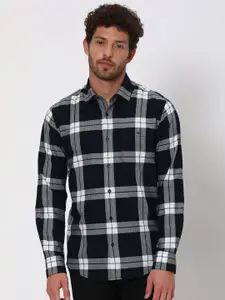 Mufti Slim Fit Opaque Checked Pure Cotton Casual Shirt