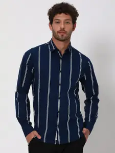 Mufti Slim Fit Striped Pure Cotton Casual Shirt