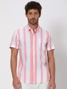 Mufti Slim Fit Vertical Striped Opaque Casual Shirt