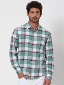 Mufti Slim Fit Tartan Checks Flannel Pure Cotton Casual Shirt