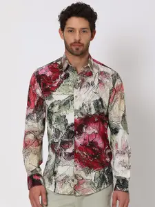 Mufti Printed Slim Fit Floral Classic Cotton Casual Shirt