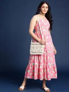 Taavi Floral Print A-Line Pure Cotton Gulli Sanganeri Maxi Dress