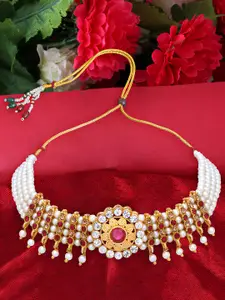 KARISHMA KREATIONS Gold-Plated Pearl Choker Necklace