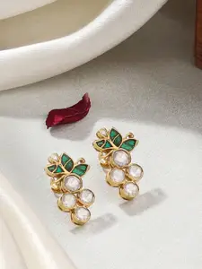 Kicky And Perky Gold Plated 925 Sterling Floral Shaped Studs Earrings
