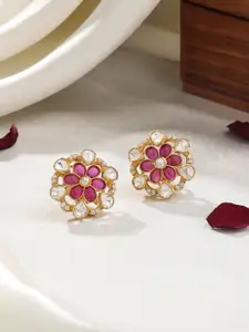 Kicky And Perky 925 Sterling Silver Gold-Plated Floral Studs Earrings