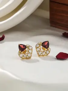 Kicky And Perky Gold Plated 925 Sterling Silver Heart Shaped Studs Earrings