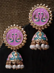 KARATCART Rose Gold-Plated Kundan Studded Jhumkas