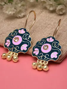 KARATCART Gold-Plated Contemporary Kundan Drop Earrings