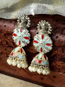 KARATCART Gold-Plated Contemporary Floral Jhumkas Earrings