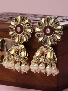 KARATCART Gold Plated Kundan Jhumkas