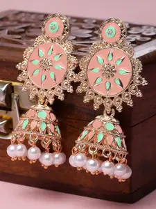 KARATCART Rose Gold Plated Kundan Jhumkas