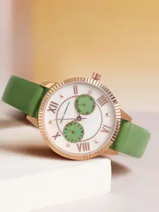 French Connection Women Leather Strap Multi Function Analogue Watch