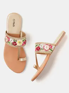 R&B Embroidered One Toe Flats