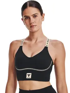 UNDER ARMOUR UA Project Rock Infinity Typography Full Coverage Lightly Padded Sports Bra