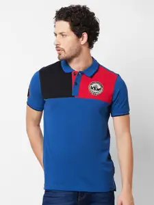 GIORDANO Colourblocked Polo Collar Applique Slim Fit T-shirt