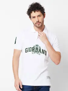 GIORDANO Typography Printed Polo Collar Slim Fit T-Shirt