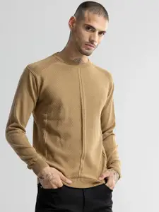 Snitch Beige Round Neck Pure Cotton Pullover