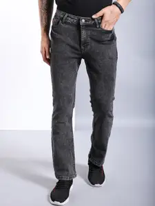 The Indian Garage Co Men Black Mid-Rise Bootcut Clean Look Heavy Fade Stretchable Jeans