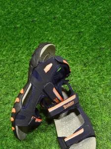 The Roadster Lifestyle Co. Men Navy Blue & Orange Velcro Sports Sandals