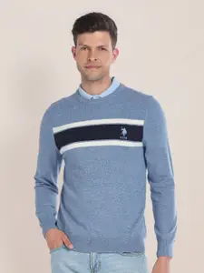 U.S. Polo Assn. Striped Round Neck Pullover Sweater