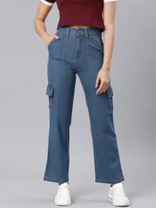ADBUCKS Straight Fit High-Rise Stretchable Cargo Jeans