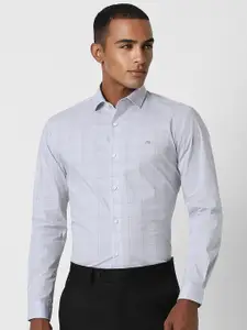 Peter England Men Blue Slim Fit Opaque Checked Formal Shirt