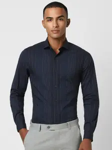 Peter England Slim Fit Opaque Striped Formal Shirt